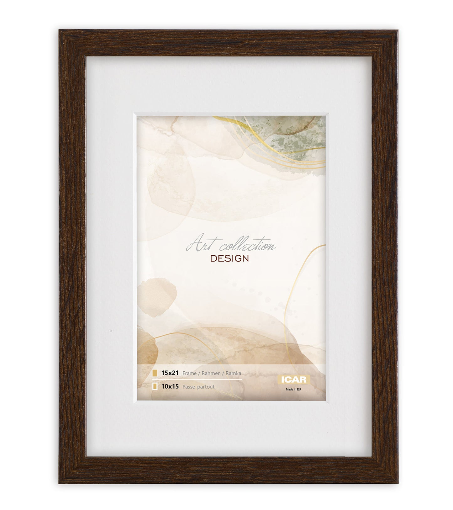 Kunststof Fotolijst Design Donker Bruin Hout-Look 15X21 CM (Passe-Partout 10X15 CM)
