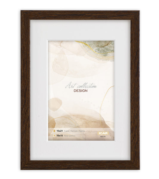 Kunststof Fotolijst Design Donker Bruin Hout-Look 15X21 CM (Passe-Partout 10X15 CM)