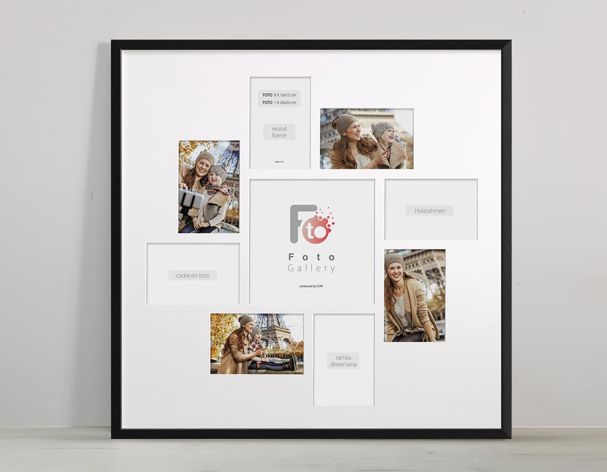 Fotogalerij Hout Zwart 60X60 CM