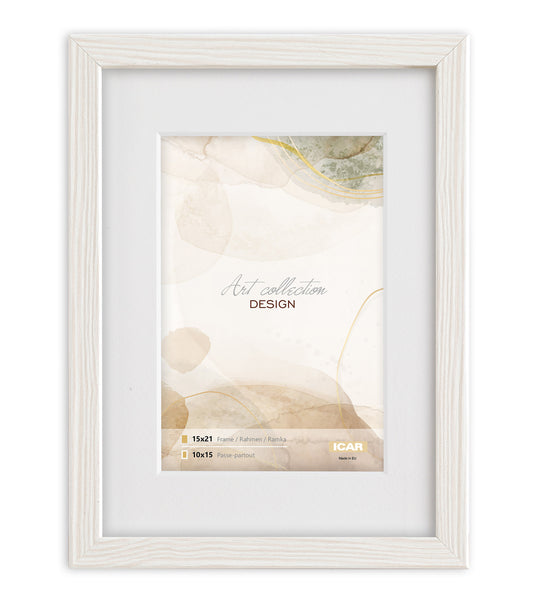 Kunststof Fotolijst Design Wit Hout-Look 15X21 CM (Passe-Partout 10X15 CM)
