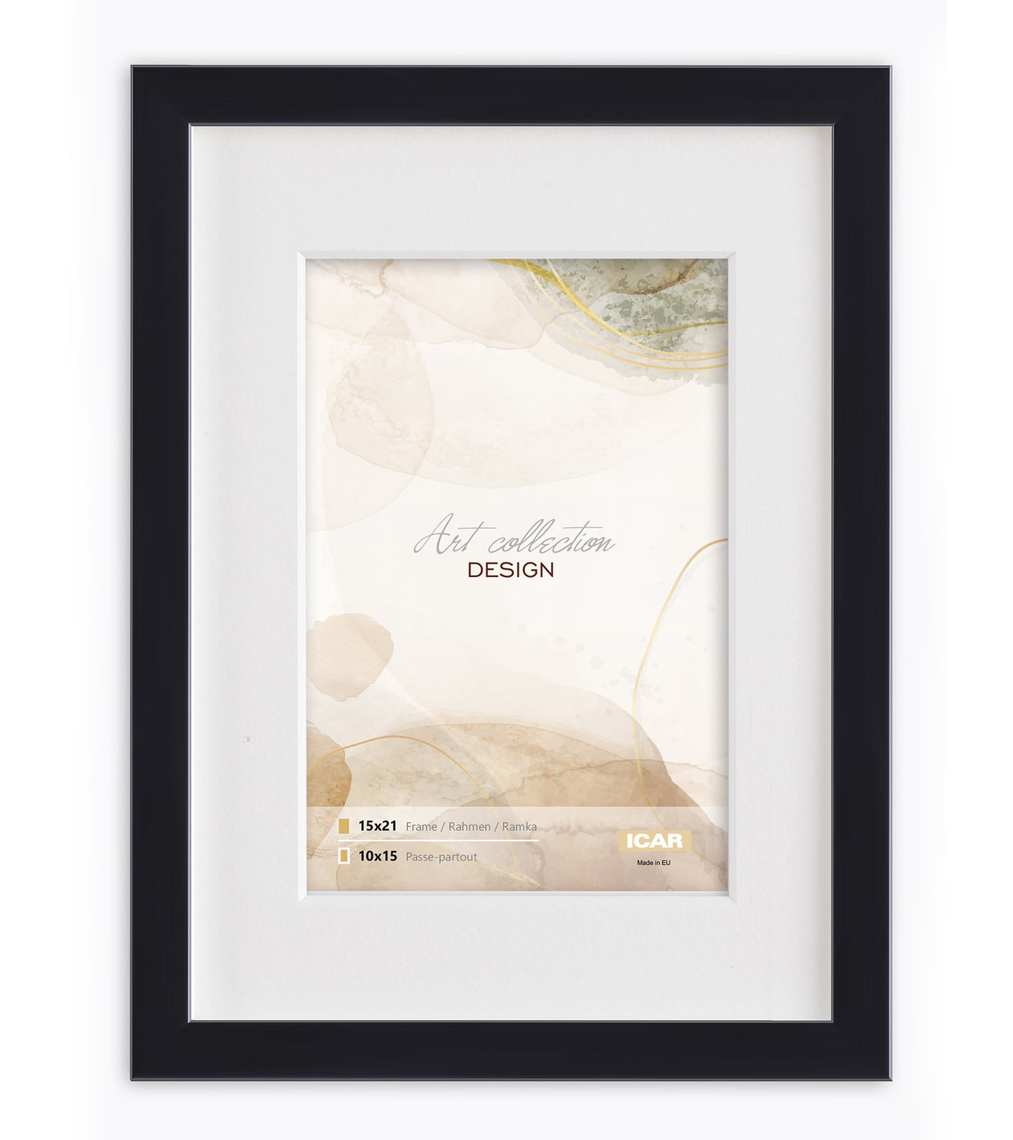Kunststof Fotolijst Design Zwart 15X21 CM (Passe-Partout 10X15 CM)